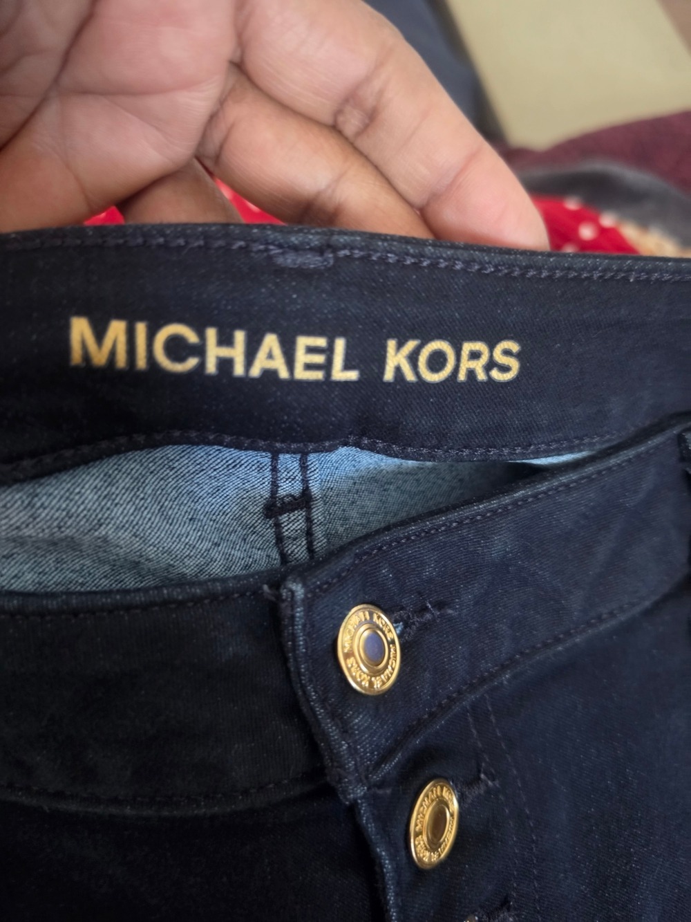 Michael Kors Dark Navy High-Rise Cropped Button-Front Jeans Size 18 - Picture 6 of 7
